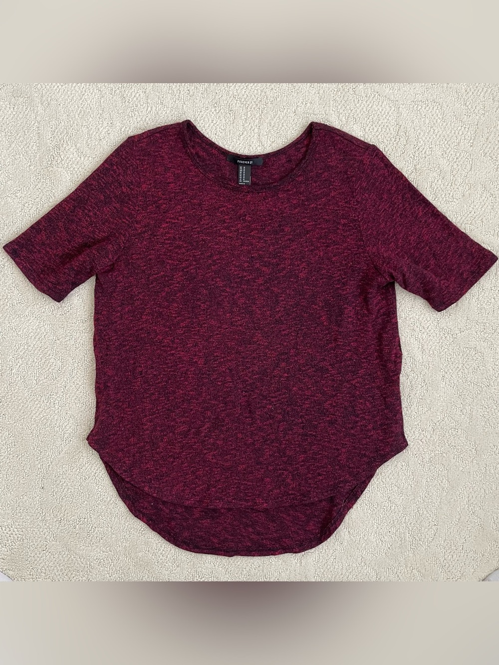 Forever 21 Women's Marled Wine Long Sleeve Tee